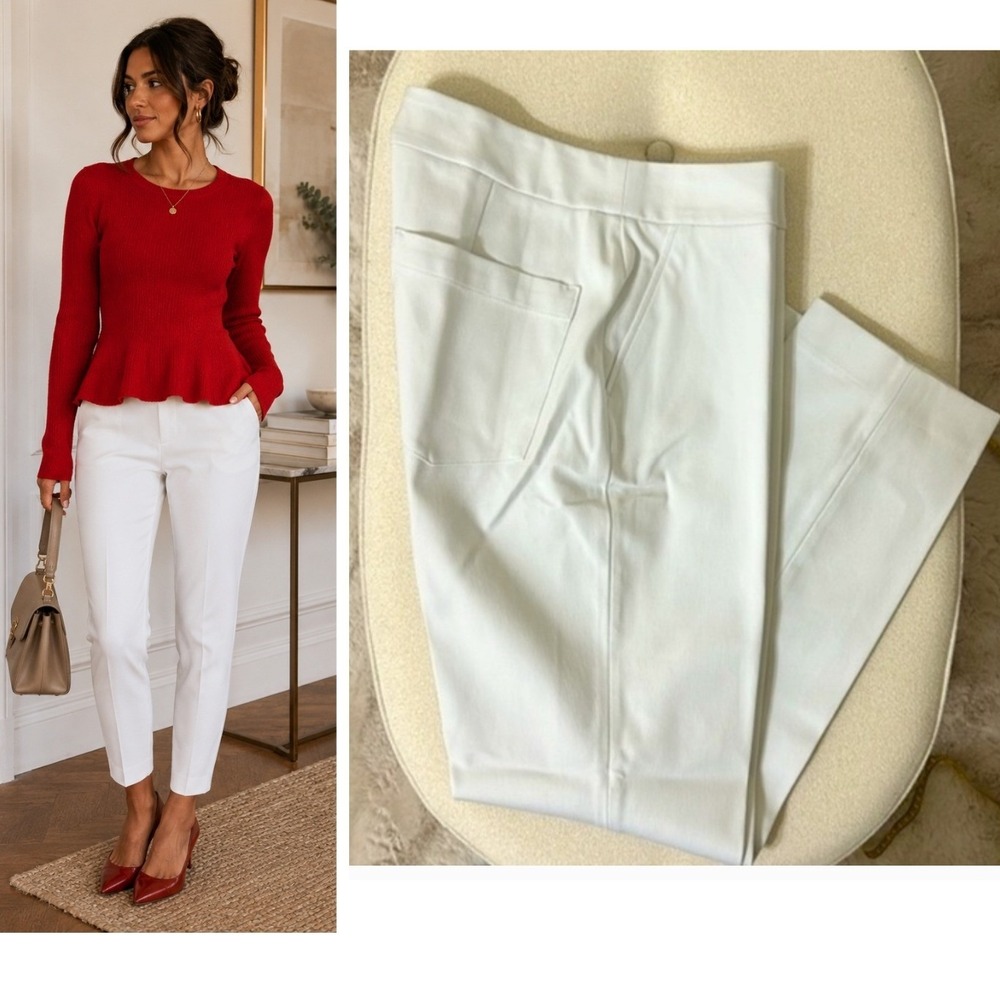 SPANX White Straight Leg Pants Size Small Petite Like New Condtion